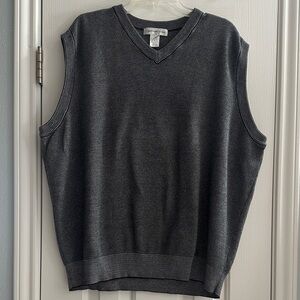 Men's Black White Cable V-Neck Sweater Vest Preppy Academia Vintage 1990s XL